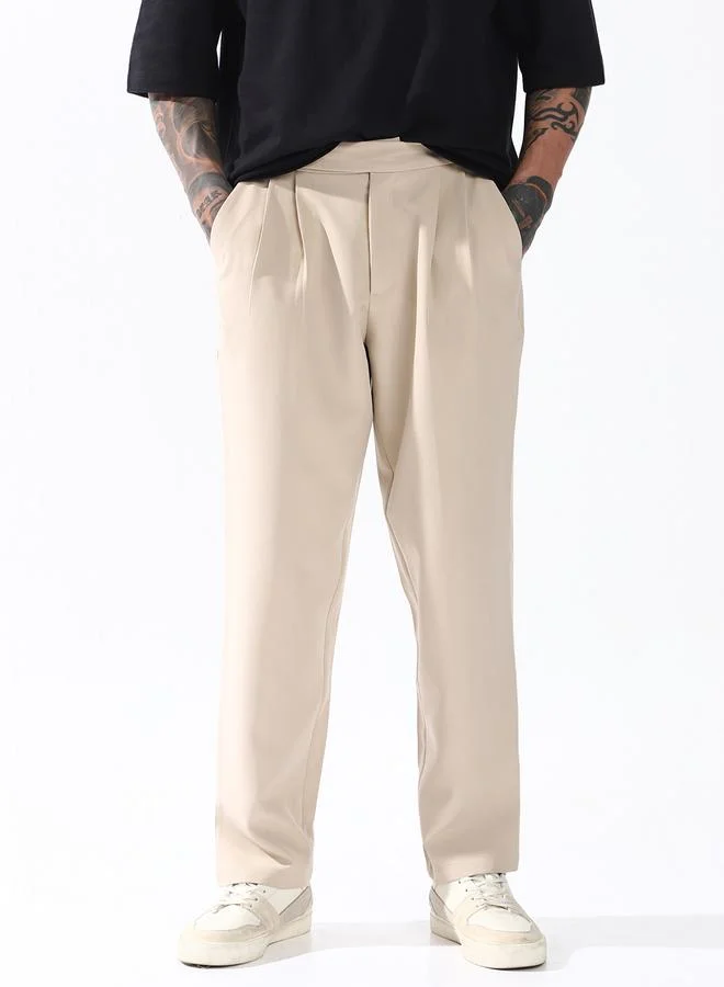 Hubberholme  Men Relaxed Fit Wrinkle Free Wash Pleated Korean Pants for Men | Best Price UAE